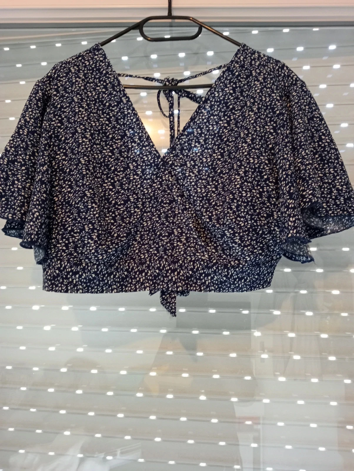 Navy Blue floral crop top